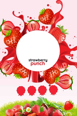圆圈草莓水果促销海报背景